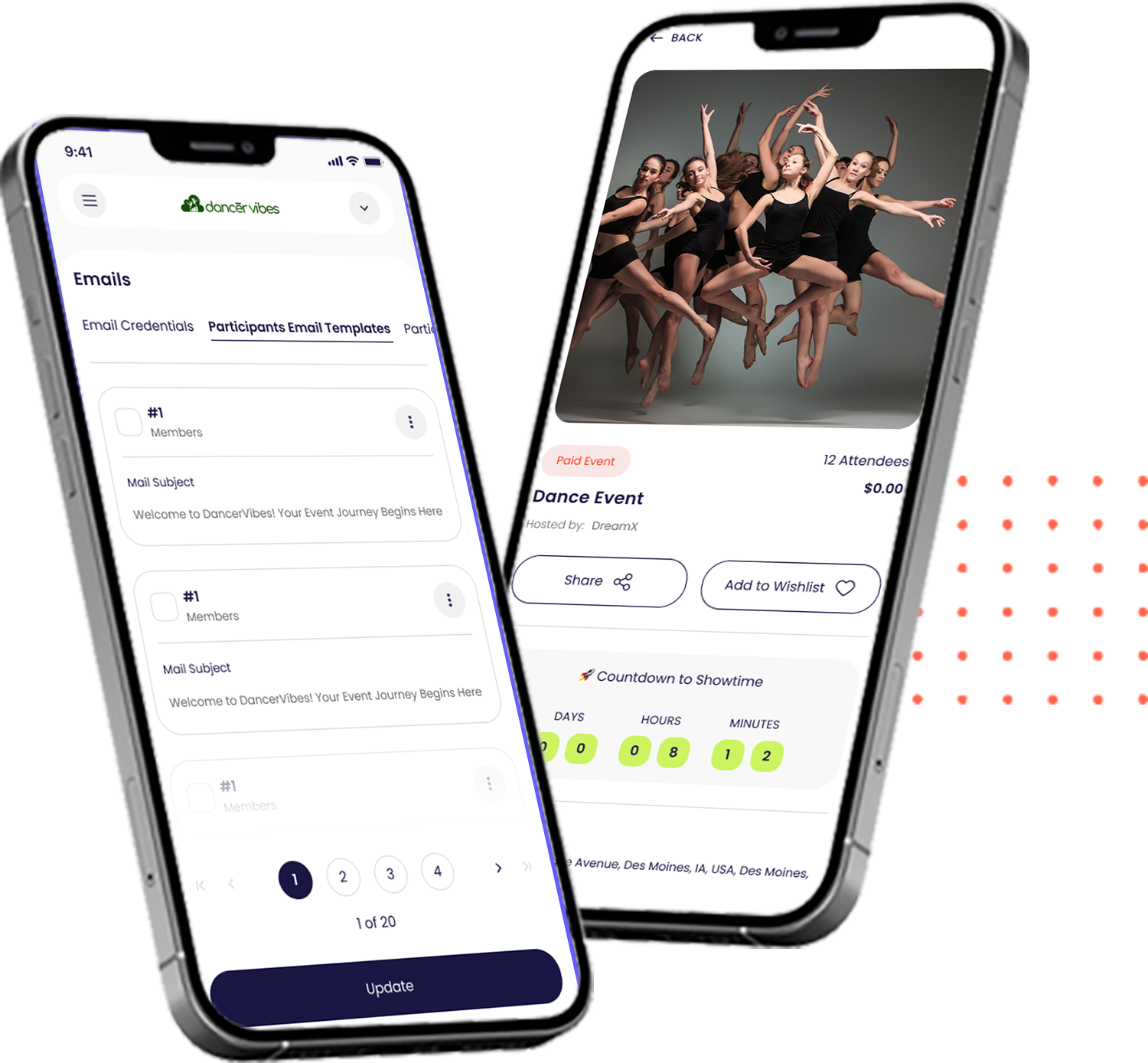 Dance studio management software dashboard on laptop