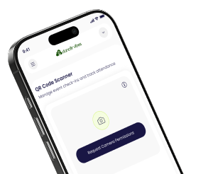Smartphone showing QR code check-in interface